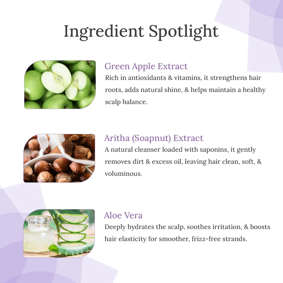 Green Apple Shampoo For Deep Nourishment & Split Ends Repair - Image 3