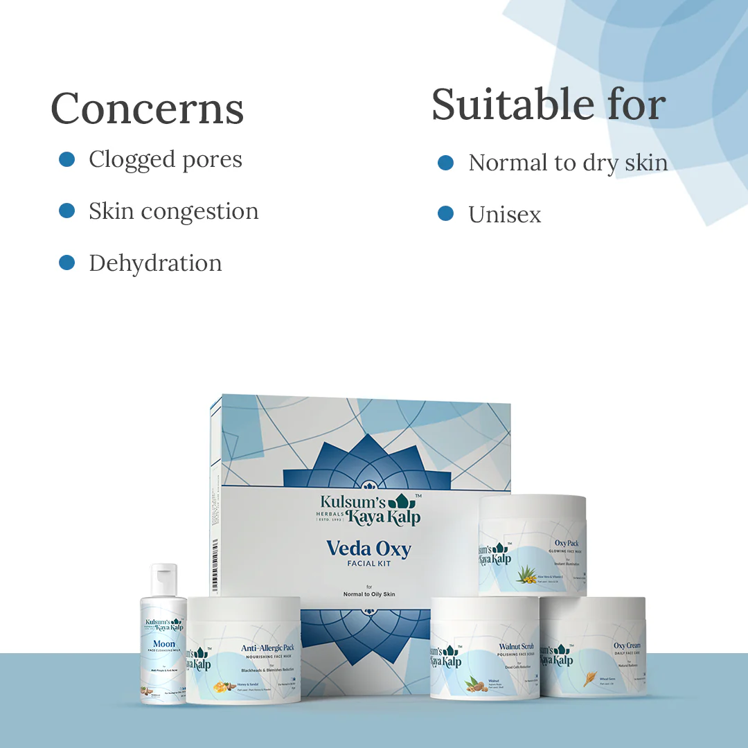Veda Oxy Facial Kit for Women & Men, Normal to Oily Skin, 65g+30ml - Image 4
